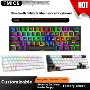 Ba chế độ lập trình chống bóng mờ cơ khí kích thước đầy đủ 61-<span class=keywords><strong>Key</strong></span> RGB Luminous Tea Shaft e-thể thao không dây chơi game máy tính xách tay USB-C - Product Image 6