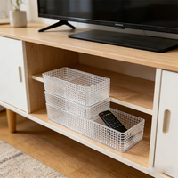 Caja de Almacenamiento de Cristal Transparente, Tamaños S y L, Multi-compartimentos, 100% PS, para Uso en el Hogar, Sala de Estar y Baño, Gran Venta