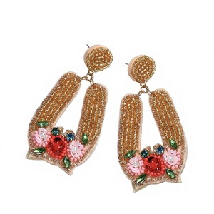 Pendientes Colgantes con Cuentas Rosas Únicos y Elegantes con Diseño de Cactus Turquesa, Joyería Bohemia Premium para Mujer - Product Image 5