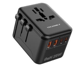 Adaptador de Viaje Techancy Altamente Recomendado, Portátil, Universal, Ligero, de 25 W, 2 Tipo-C, 2 USB, con Logotipo - Product Image 1