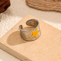 Fashion RingWomen Fashionable Five Pointed Star Titanium Steel Open Ring Non Fading Stainless Steel Finger Jewelry