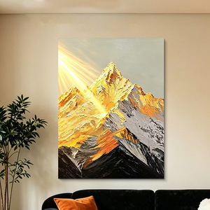 Pintura al óleo pintada a mano, esplendor radiante, arte abstracto de paisaje de montaña para decoración de pared de sala de estar, 100% hecho a mano - Product Image 1