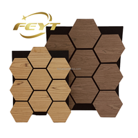 Décoration murale à absorption acoustique hexagonale en chêne naturel 100% panneaux acoustiques en feutre de polyester Mdf pour le bureau