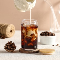 12 verres à boire avec couvercles en bambou et pailles en verre, verres en forme de canette de 16 oz, verres à bière, verres à café glacé, jolies tasses à boire