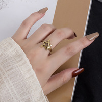 Bague pentagramme en bronze de style vintage pour femme