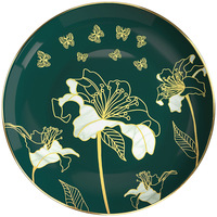 Services de table en porcelaine fine vert foncé pour mariage, assiettes à pain et assiettes plates au design moderne et écologique