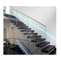 Escalier résidentiel en acier moderne Smart Led marche ouverte contremarche en forme de L conception de marche intelligente escalier flottant