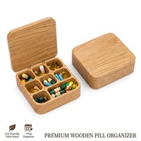 Boîte à pilules en bois de luxe Landy, organiseur de médicaments hebdomadaire 7 jours, boîte de rangement portable pour vitamines et compléments alimentaires, logo personnalisé