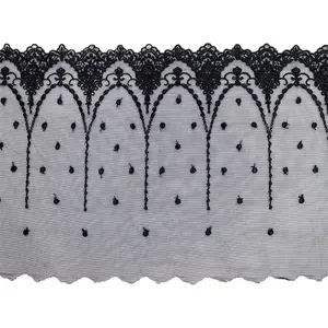 刺繍メッシュブラックレーストリム日本高品質美しいカスタマイズパターン下着アクセサリー