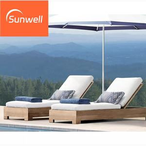 Tumbona de madera de teca de estilo moderno con marco de madera, juegos de salón de jardín para hoteles al aire libre, parques, patios, villas, piscinas - Product Image 1