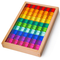 Blocs de construction en plastique acrylique, cubes translucides arc-en-ciel, jouets créatifs, 50 pièces, thème bâtiments modernes pour enfants de 5 à 7 ans