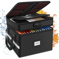 Caja Archivadora Portátil de 2 Capas, Resistente al Fuego y al Agua, con Cierre, para Oficina y Hogar, Organizador de Documentos con Cerradura, Almacenamiento Seguro de Archivos, Silicona
