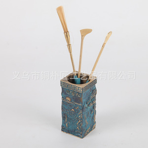 Relief-carved pure copper welcoming pine <b>square</b> incense <b>set</b>, incense powder burner, incense mold <b>set</b>, gift box, aromatherapy - Product Image 4