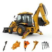 Backhoe Loader Diesel Hidrolik 4 Roda dengan PLC dan Lampiran Pompa untuk Konstruksi Kota