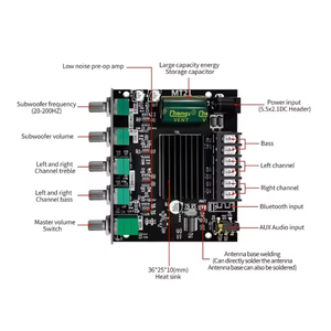Modul amplifier digital Bluetooth 2.1-channel ZK-MT21 50W*2 100W dengan subwoofer nada tinggi dan rendah - Product Image 3