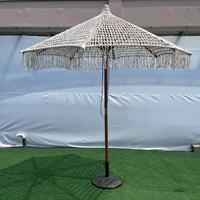 Parapluie en macramé avec frange incluant une chaise pour la plage en plein air pare-soleil en bois mis à jour nouveau design mélange polyester-coton 18KG