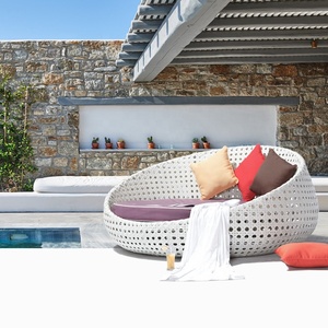 Chaise de salon d'intérieur et d'extérieur en rotin, <span class=keywords><strong>lit</strong></span> de jour en osier, forme de pomme, <span class=keywords><strong>simple</strong></span>, pour salon de jardin et hôtel Club - Product Image 3