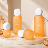 Ensemble de flacons cosmétiques carrés en verre de qualité supérieure, base épaisse, pour lotion, avec revêtement effet glace craquelée, emballage pour soins de la peau, coffret beauté