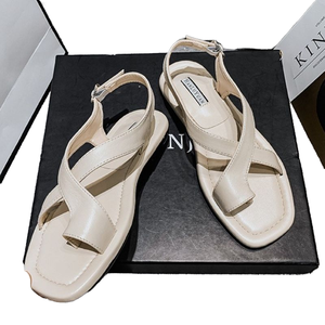 Sandalias Planas EVA Antideslizantes para Mujer, Estilo Romano con Anillo en el Dedo y Pedrería, para Verano, Otoño e Invierno - Product Image 1