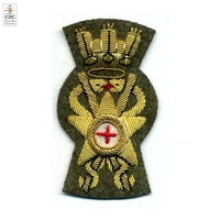 En gros OEM Écussons, insignes et emblèmes romains brodés à la main en fils d'argent, à motif flamme, à coudre sur chapeau, en feutre non tissé, sans nickel