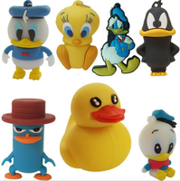 Clé USB/forme de canard Clé USB en caoutchouc Canard 3D Stockage personnalisé en silicone personnalisé avec 8 Go/16 Go/32 Go/64 Go/128 Go