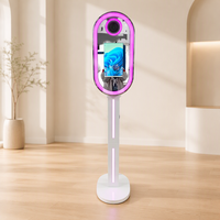 Photomaton Miroir Magique avec Cadre Ovale 15,6 Pouces, Bande Lumineuse RGB, Colonne, Processeur Core I5 6ème Génération, pour Événements