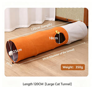 Cama Túnel Plegable de Lujo para Gatos, de Terciopelo de Piel de Ciervo, con Tubo de Juego Integrado, Lavable y Autoentretenido - Product Image 2