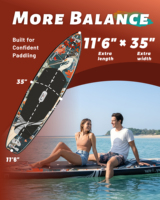 ITAOSTAR Planche de paddle gonflable portable 11'6"x35"x6" avec 5 ailerons pour lacs et rivières, matériel de sports nautiques SUP