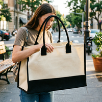 Sac fourre-tout en toile laminée vierge, grande capacité, sac de shopping, sac écologique, impression de logo personnalisé, sac promotionnel réutilisable