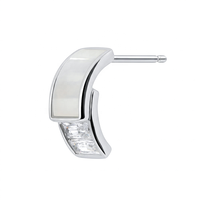 Boucles d'oreilles minimalistes en argent sterling S925 avec pierre CZ de qualité 5A et coquille de nacre blanche pour femmes