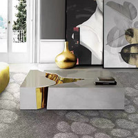 Table basse rectangulaire moderne de luxe noire et or, mobilier de maison en métal, table basse centrale unique en acier inoxydable pour salon