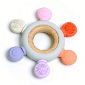 Anneau de dentition unisexe en silicone souple de qualité alimentaire et bois non toxique sans BPA pour nouveau-né - Product Image 4
