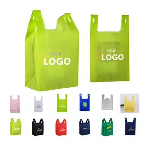 Emballage de sac à provisions recyclé écologique personnalisé sac de gilet non tissé pp sacs fourre-tout t-shirt écologiques