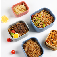 Ensemble de boîtes à lunch en silicone, 4 pièces, récipients alimentaires carrés avec couvercle, boîte bento empilable pour la préparation des repas et le stockage des aliments