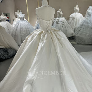 Jancember DW0114 Hermoso satén sin mangas de encaje Lentejuelas Vestidos de novia Vestidos - Product Image 3