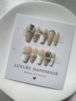 Vente en gros de faux ongles à presser de haute qualité, peints à la main, en gel acrylique, magnifiques, luxueux et personnalisés, forme ballerine et cercueil