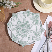 NatNarr 1 pièce de serviettes en papier carrées imprimées, motif floral vintage rose et blanc avec papillons, pour anniversaire, mariage, baby shower, fête du thé