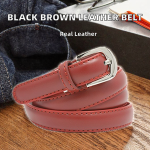 Nuevo Cinturón Casual de Cuero Vacuno Negro Marrón con Hebilla Metálica de Cierre Automático Plateada, Impermeable y Duradero para Hombre - Product Image 2