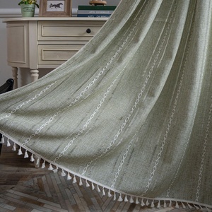 Bubaba Style campagnard vert chambre <span class=keywords><strong>rideau</strong></span> <span class=keywords><strong>baie</strong></span> vitrée rayé rideaux brodés - Product Image 3