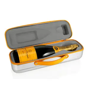 Custom Storage Leather EVA Wine Glasses Carrying Case Champagne Cooler Brut Suitcase Travel Box