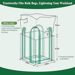 4400 Lbs Capacity 35x35x43 Inches <b>Polypropylene</b> (PP) Square Bottom Open Top White Rectangular Offset Printing Fertilizer/Flour - Product Image 2
