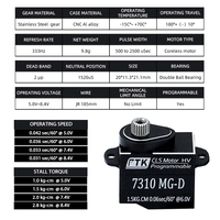 Moteur servo RC mini tout métal PTK 7310 MG-D pour voitures de drift professionnelles avec vitesse de réaction de 0,03