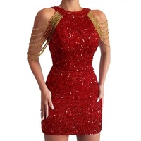 Robe de soirée moulante mi-longue à sequins et cristaux, col halter sans manches, sexy, taille mi-haute, collection Printemps-Été 2026 pour femme