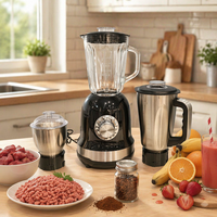 Robot culinaire multifonctionnel, mixeur, centrifugeuse, hachoir, bol mélangeur en acier inoxydable de 1,5 L, 800 W, vitesse variable, électrique, anti-fuite