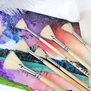 Pennello a ventaglio in pelo <span class=keywords><strong>di</strong></span> <span class=keywords><strong>martora</strong></span> <span class=keywords><strong>per</strong></span> <span class=keywords><strong>acquerello</strong></span>, gouache, acrilico, pennello in pelo <span class=keywords><strong>di</strong></span> maiale, pennello <span class=keywords><strong>per</strong></span> olio, <span class=keywords><strong>per</strong></span> adulti, principianti, <span class=keywords><strong>per</strong></span> pittura a mano - Product Image 3