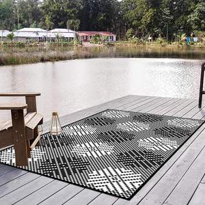 <b>Clearance</b> Sale Reversible Black Outdoor Carpet Waterproof Washable PET Friendly Non-Slip Modern Polypropylene <b>Rug</b> for Patio - Product Image 5