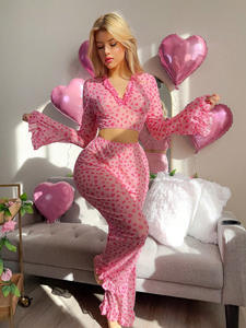 G2503002 Großhandel Valentine Sexy Frauen Sommer Pyjamas Transparent Nachthemd Pink Heart Dessous - Product Image 5