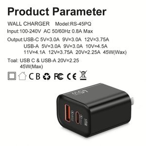 Chargeur rapide Type C le plus vendu, adaptateur secteur USB-C 45W à charge rapide, boîte de chargeur A+C pour iPhone pour Huawei - Product Image 3