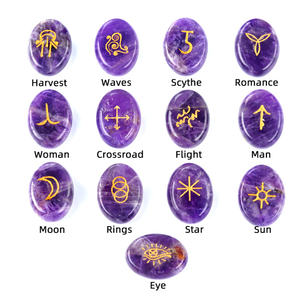 Juego de 13 Runas de Brujas, Símbolos de Cristal de Amatista Natural <span class=keywords><strong>y</strong></span> Cristal Rosa, Piedras de Adivinación para Wicca, Paganismo, Brujería <span class=keywords><strong>y</strong></span> Sanación Espiritual - Product Image 4