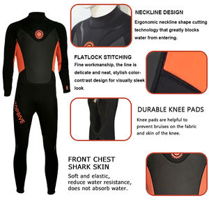 ओएम आर्टसूट कस्टम लोगो एक टुकड़ा लंबी आस्तीन बैक जिपर 3 मिमी स्विमिंग डाइविंग सूट पुरुषों नियोप्रोन सर्फिंग आर्द्र सूट - Product Image 5